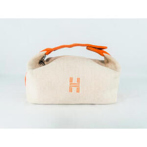 Hermès Bride-A-Brac Canvas Pouch – Natural & Orange